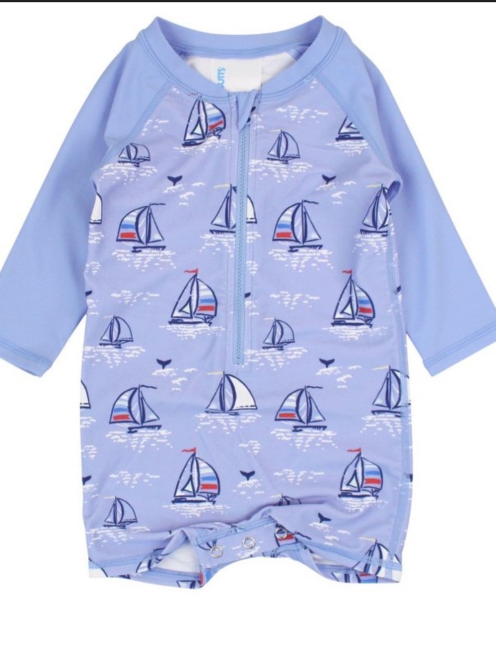 RuggedButts Baby/Toddler Boys Long Sleeve One-Piece Rash Guard Blue Seas the Day
